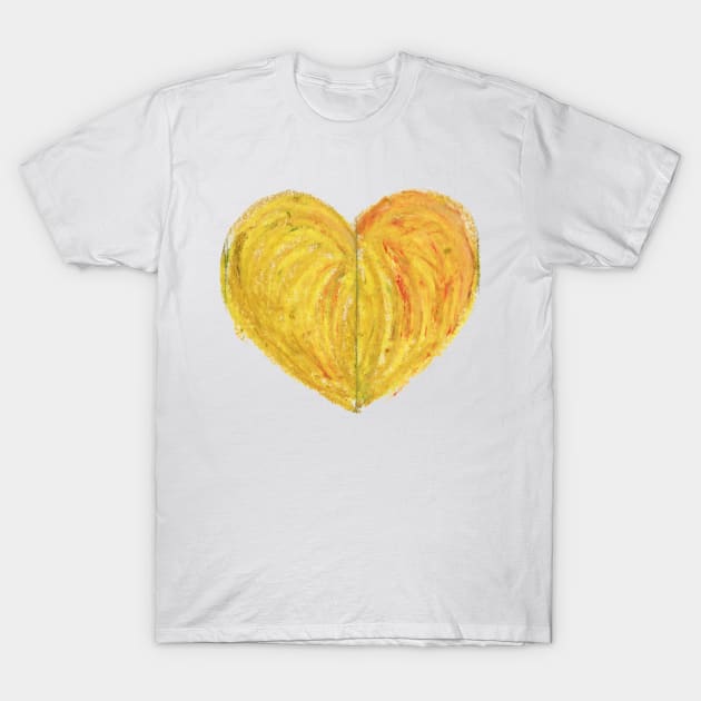 Yellow Heart Drawn With Oil Pastels T-Shirt by CrysOdenkirk